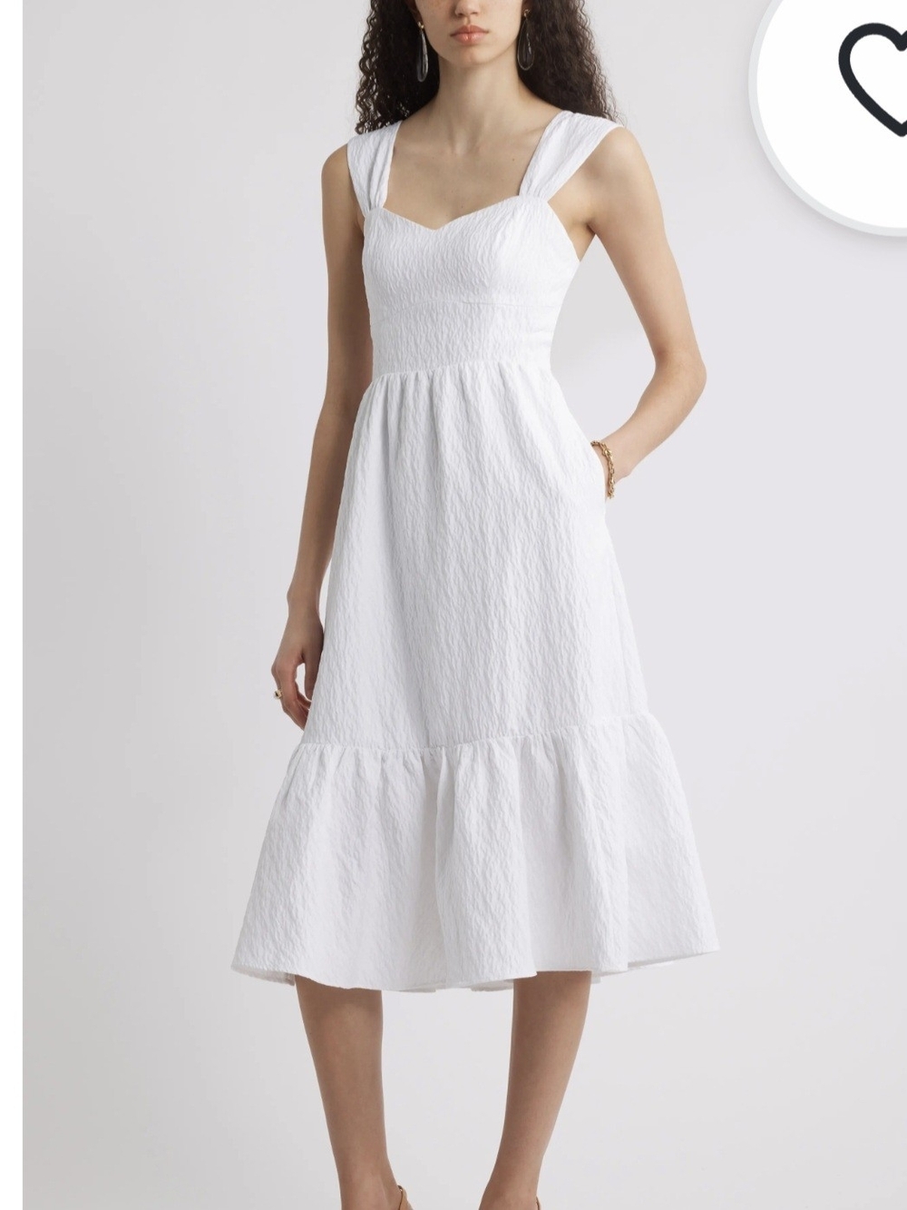 Chelsea28 White Textured Sweetheart Midi Dress